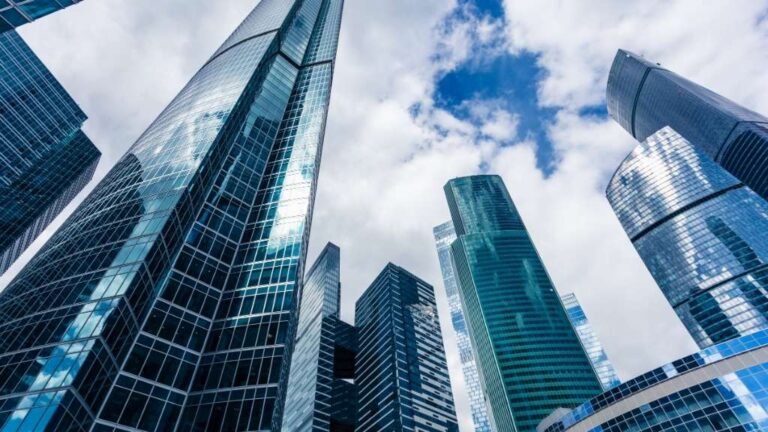 Different buildings pointing towards to software development company.